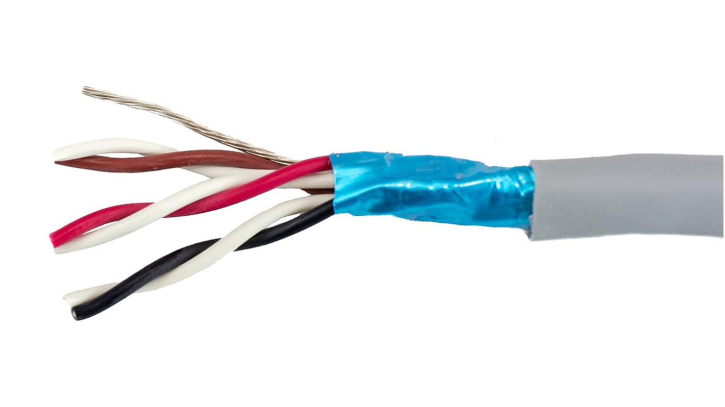 Alpha Wire Ecogen Ecocable Mini Series Data Cable, 3 Pairs, 6 Cores, 0.15 mm², Screened, 26 AWG, 30m, Screened Shield,