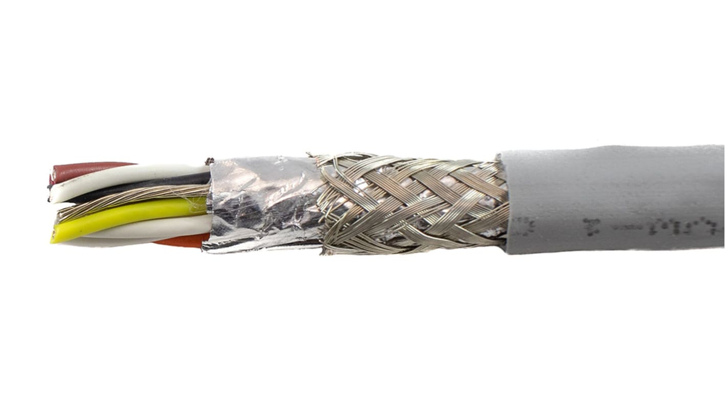Alpha Wire Ecogen Ecocable Mini Series Data Cable, 5 Pairs, 10 Cores, 0.24 mm², Screened, 24 AWG, 30m, Foil and Braid