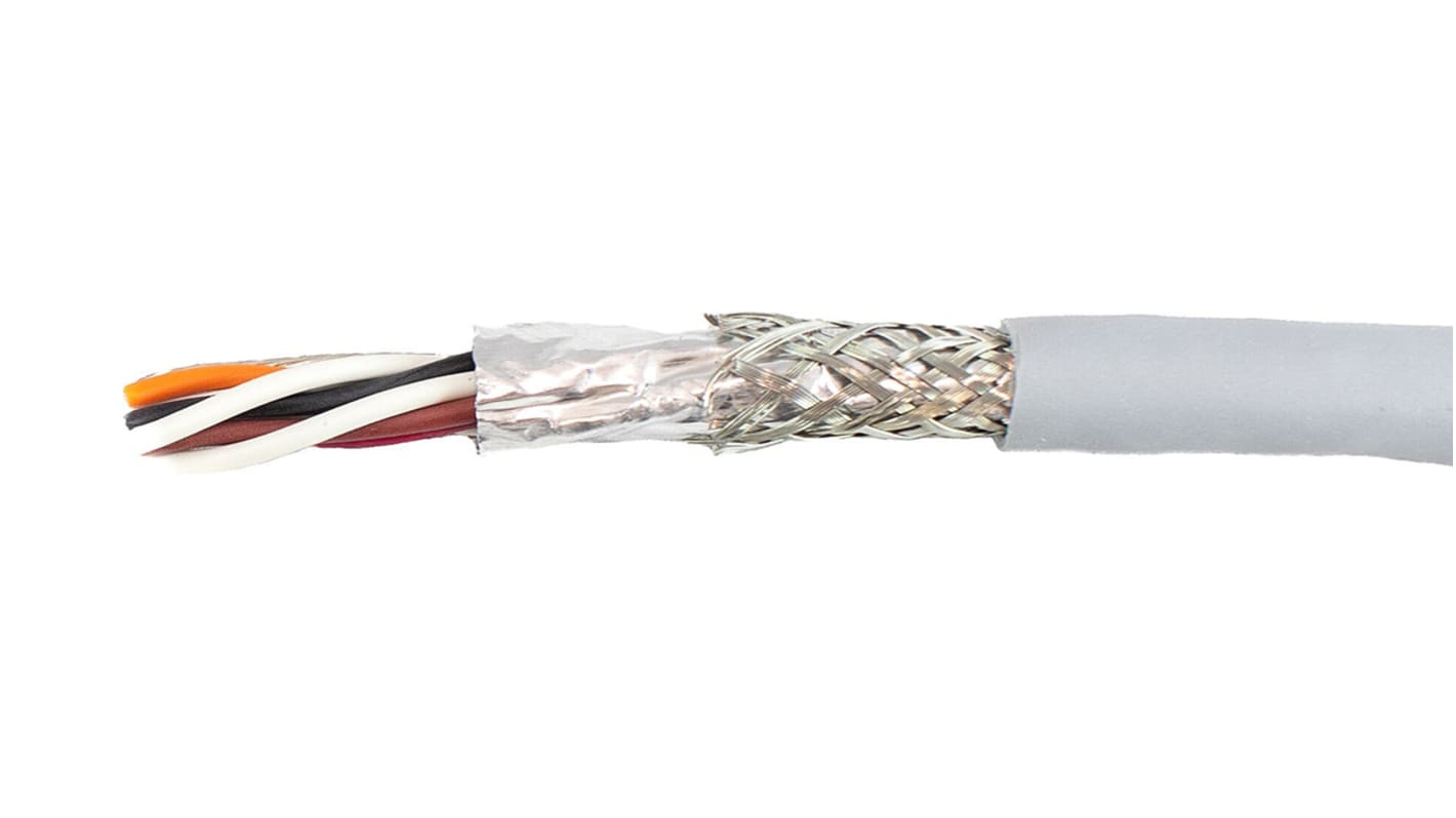 Alpha Wire Ecogen Ecocable Mini Series Data Cable, 4 Pairs, 8 Cores, 0.15 mm², Screened, 26 AWG, 30m, Foil and Braid