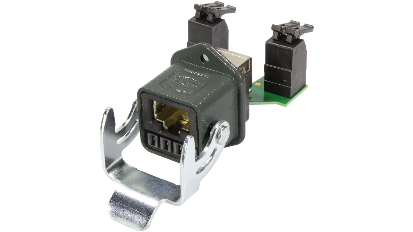 HARTING RJ45 Hybrid Series Female RJ45 Connector, Panel Mount, Cat6 Straight 4 Port 8 -Way