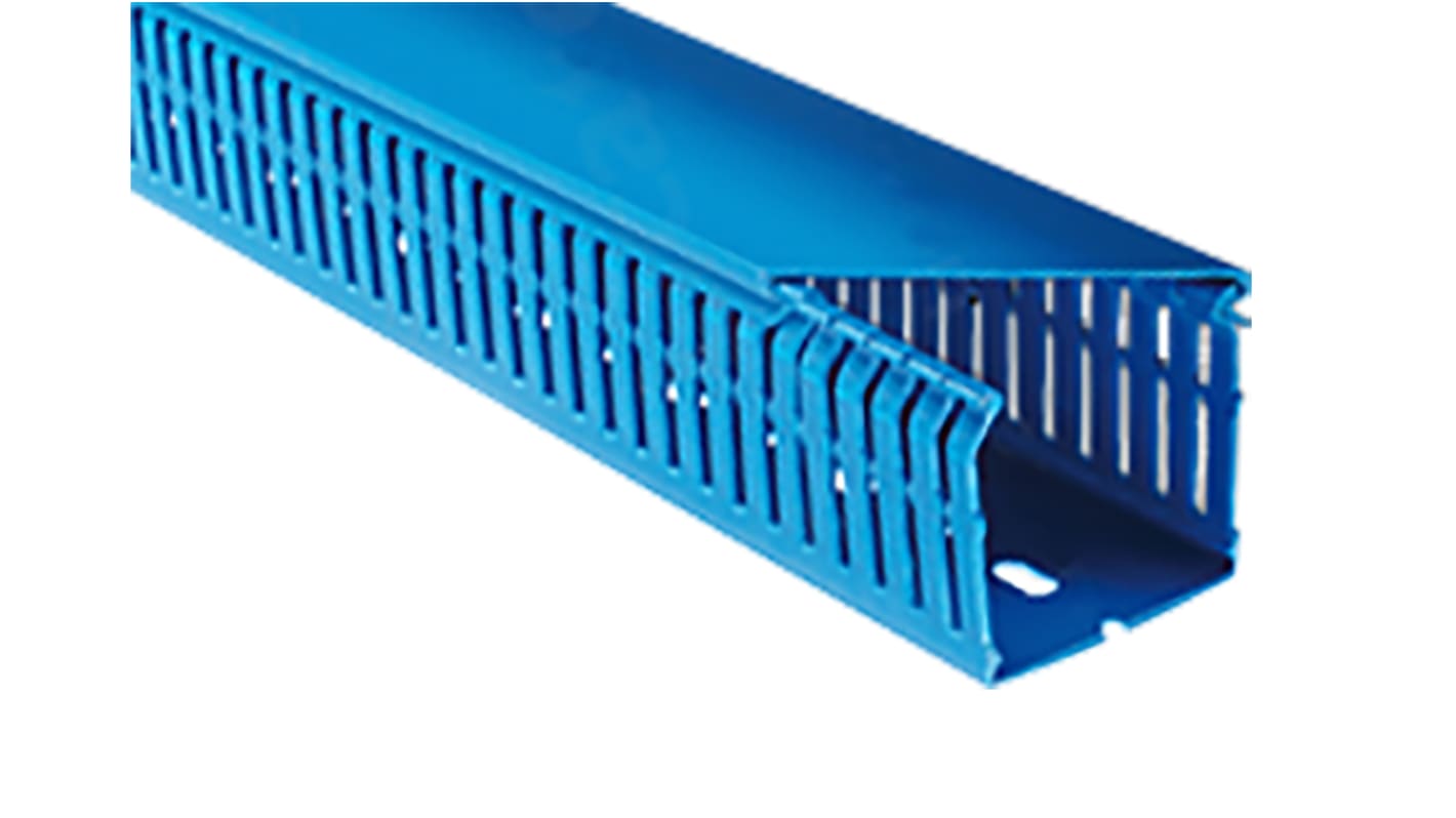 RS PRO Blue Slotted Panel Trunking - Open Slot, W25 mm x D80mm, L2m, PVC