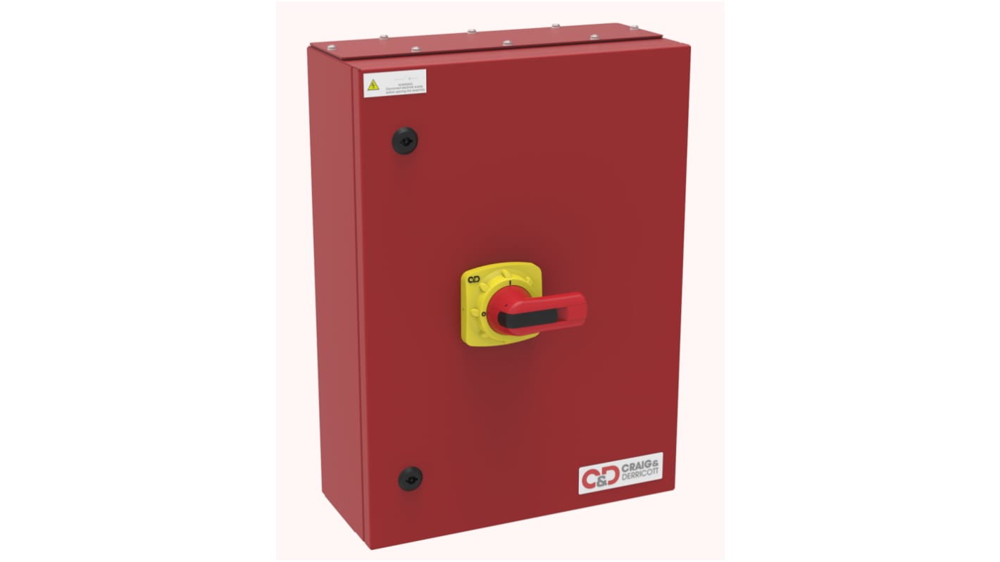 Craig & Derricott 6P+2EB Pole Wall Mount Isolator Switch - 125A Maximum Current, 63kW Power Rating, IP65