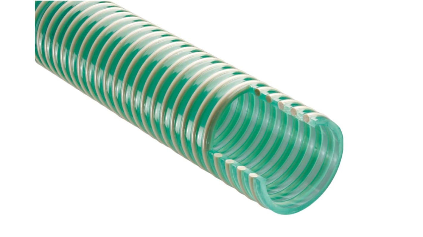 RS PRO PVC, Hose Pipe, 38mm ID, 46mm OD, Green, 10m