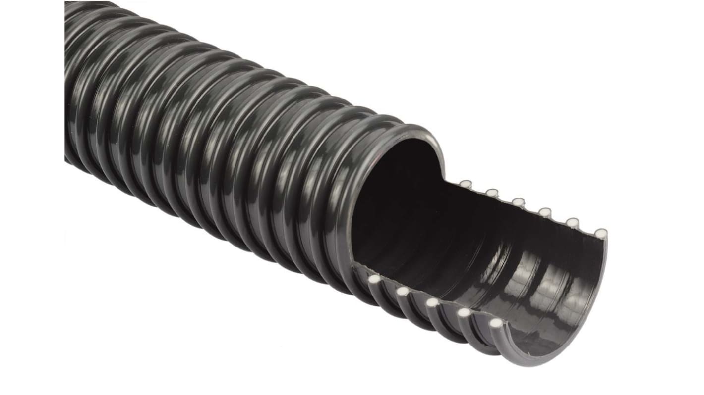 RS PRO Dark Grey PVC Reinforced Flexible Ducting, 5m, (Minimum) 127mm Bend Radius