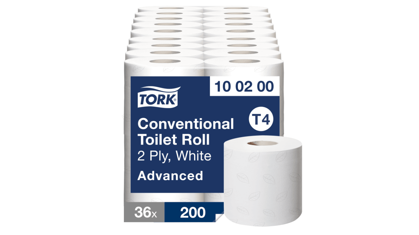 Rouleau de papier toilette Tork Conventional Advanced 200 feuilles, lot de 36, 2 plis, format Conventionnel