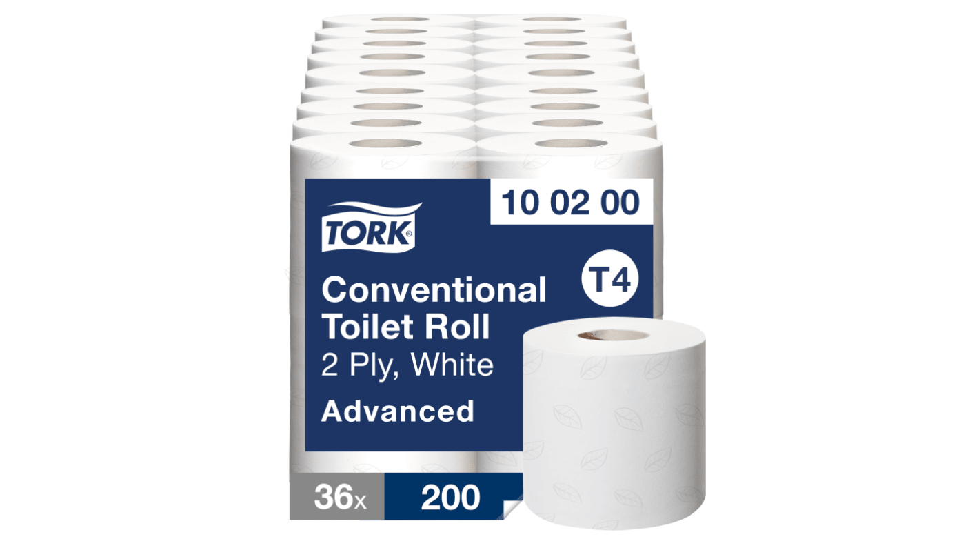 Tork 36 Packs of rolls of 200 Sheets Toilet Roll, 2 ply