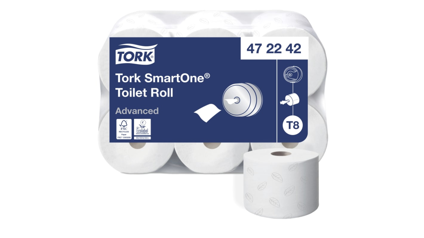 Rollo de Papel Higiénico Tork Blanco 472242, 6 rodillos, 1150 Hojas, 2 capas SmartOne Advanced
