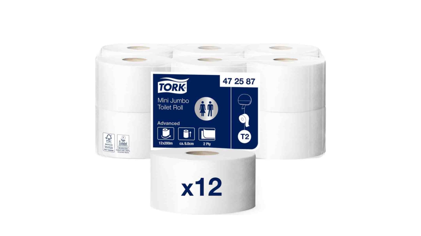 Tork 12 rolls of 787 Sheets Toilet Roll, 2 ply