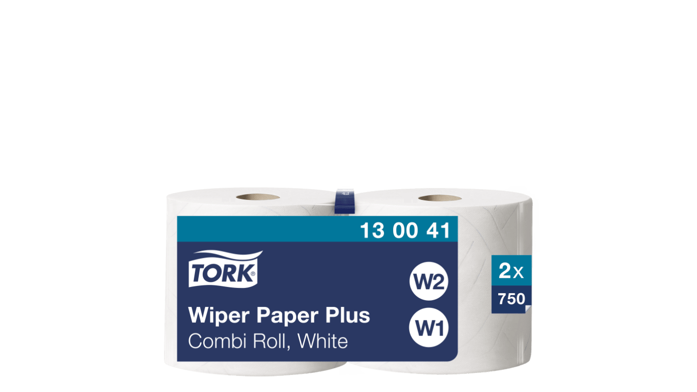Tork Tork Wiping Paper Plus Rolled White Paper Towel, 255 m x 235mm, 2-Ply, 750 Sheets