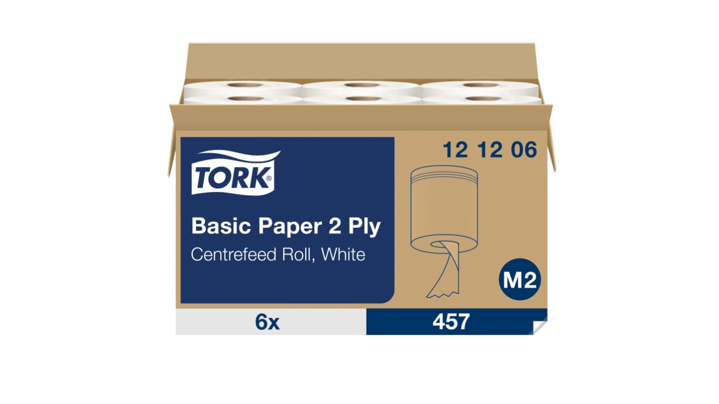 Tork Basic Paper Papierhandtuch Rolle 2-lagig Weiß, 160 m x 200mm