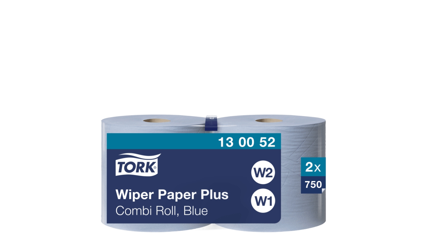 Toalla de Papel Tork Wiping Paper Plus / Rollo Azul de 2 capas de 255 m x 235mm