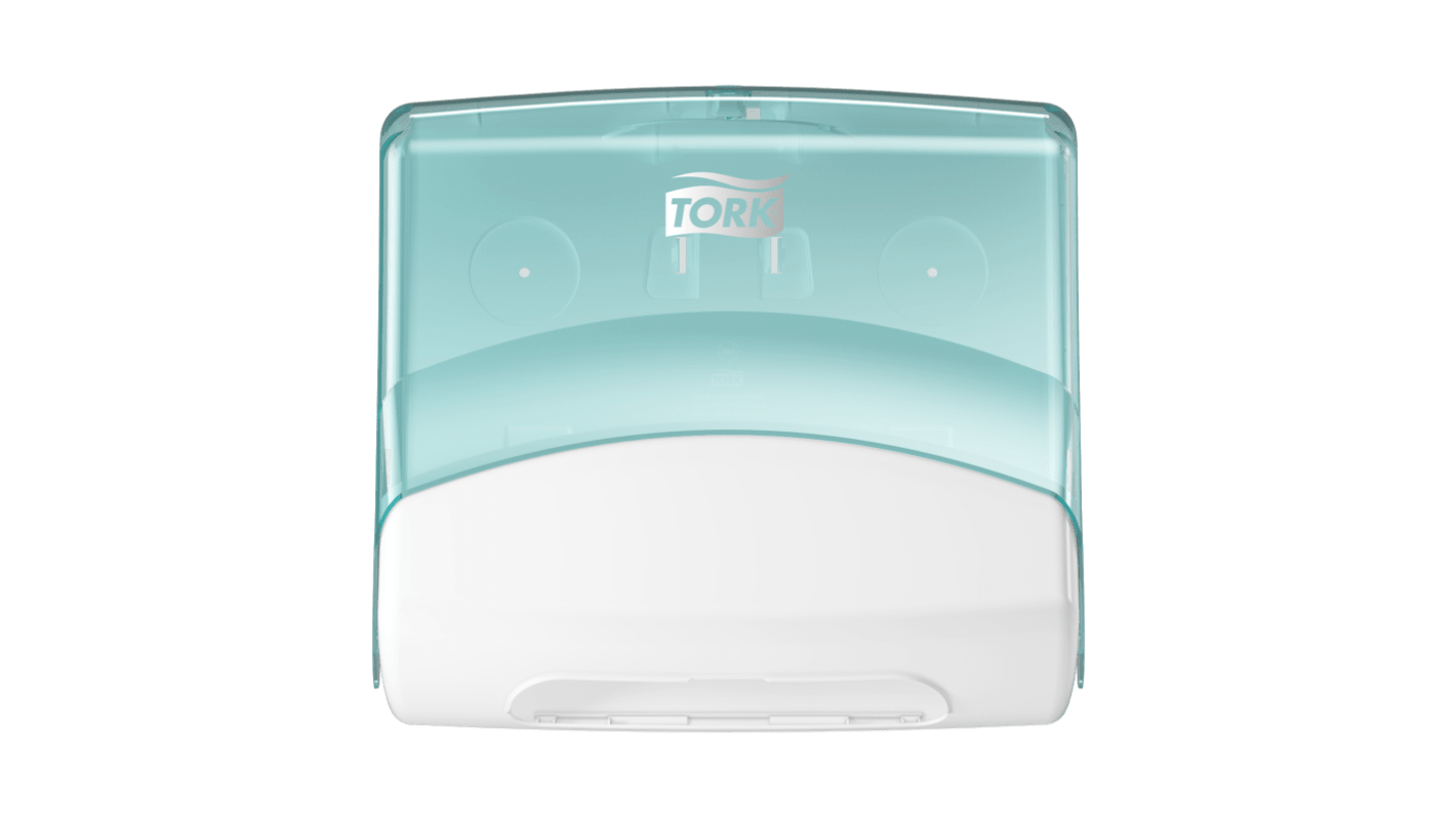 Dispenser asciugamano Tork, in Plastica Bianco/Turchese Folded, Montaggio a parete Sì