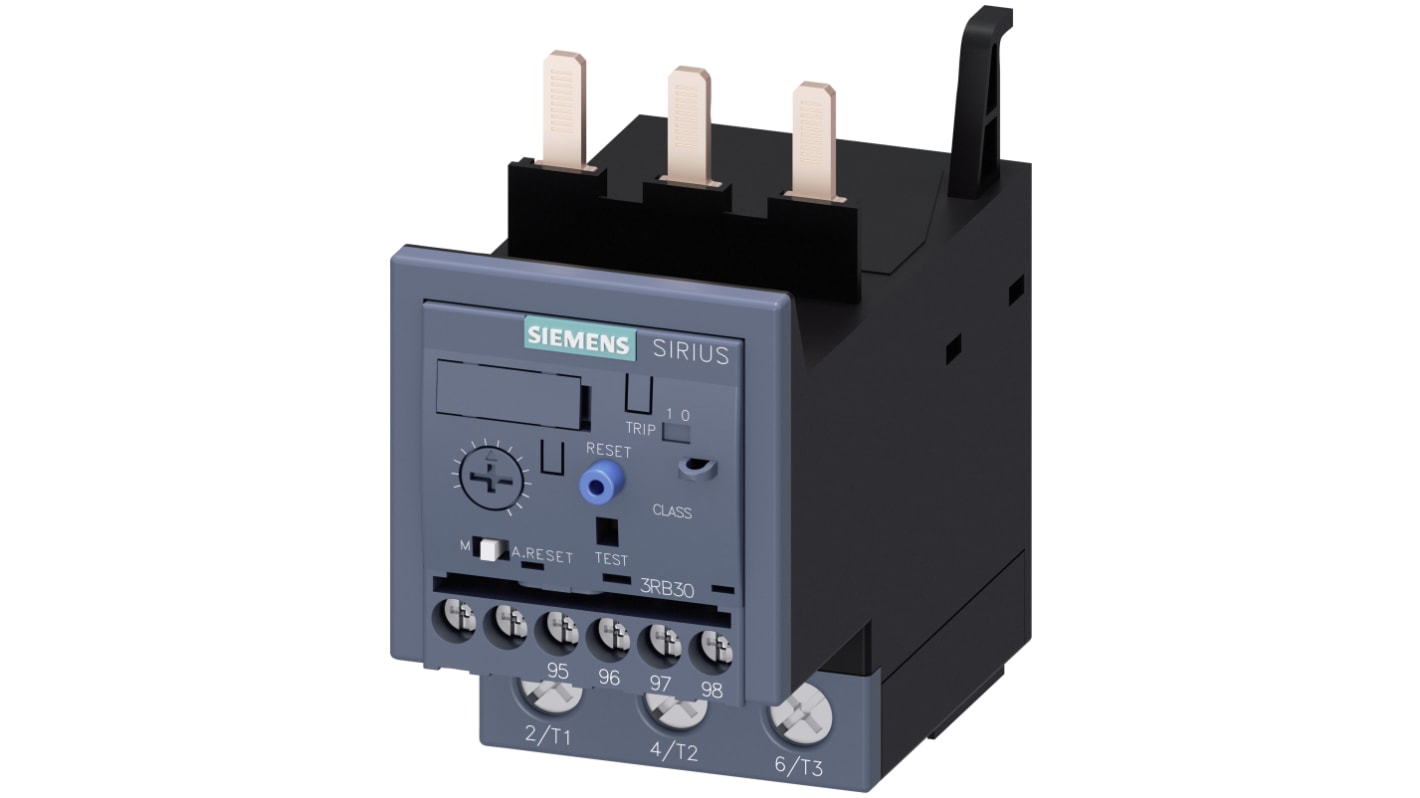Siemens 3RB Overload Relay 1NO + 1NC, 60 A F.L.C, 2 A @ 24 V (Auxiliary DC-13), 4 A @ 24 V (Auxiliary AC-15), 80 (Main)