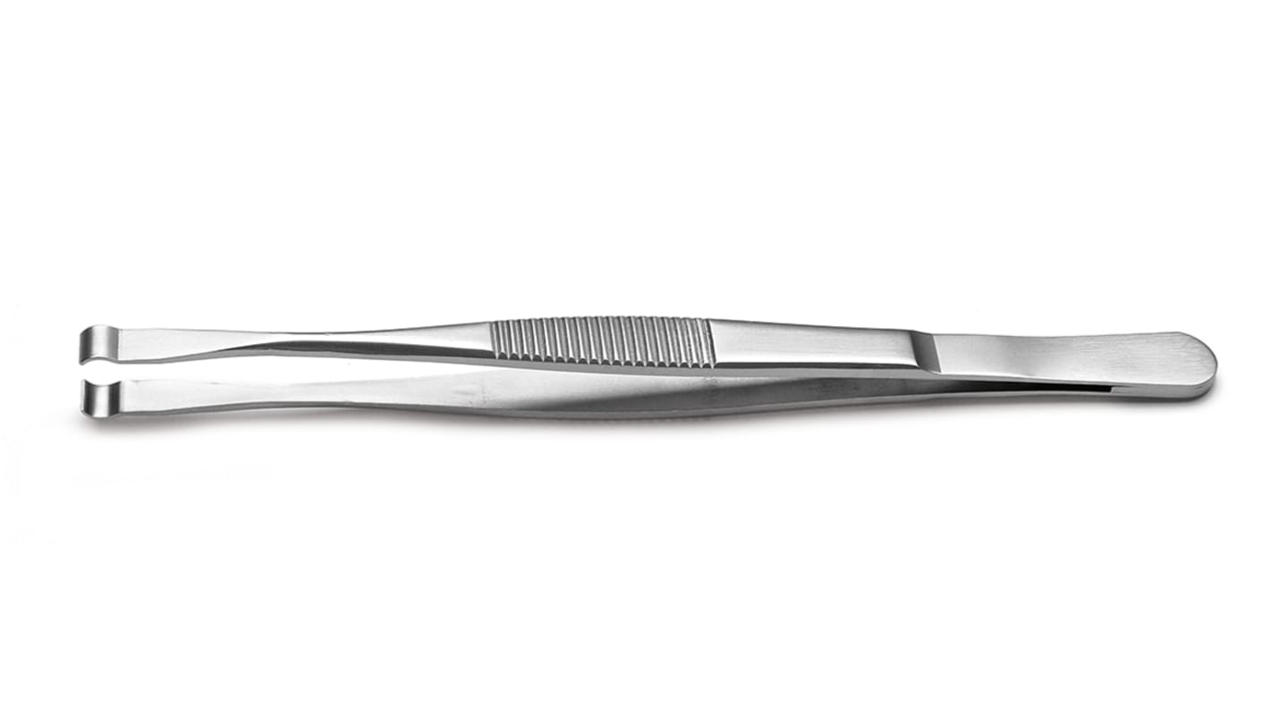 RS PRO 120 mm, Stainless Steel, Grooved; Cylindrical, Tweezers