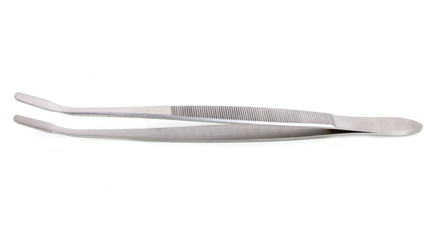 RS PRO 120 mm, Stainless Steel, Bent; Flat; Rounded, Tweezers