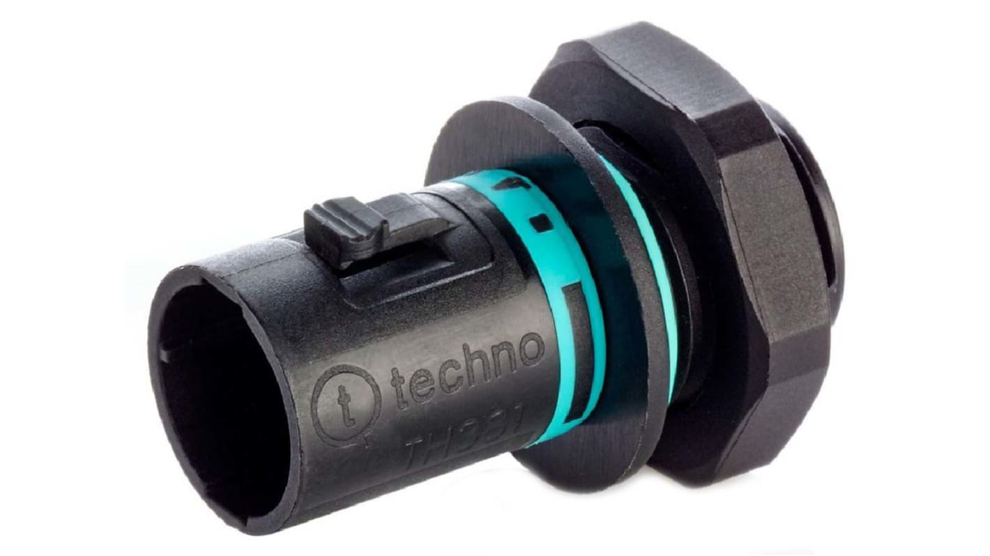 RS PRO 照明连接器 三通插头公插, 2极, 1路, 面板安装, 400 V, 黑色