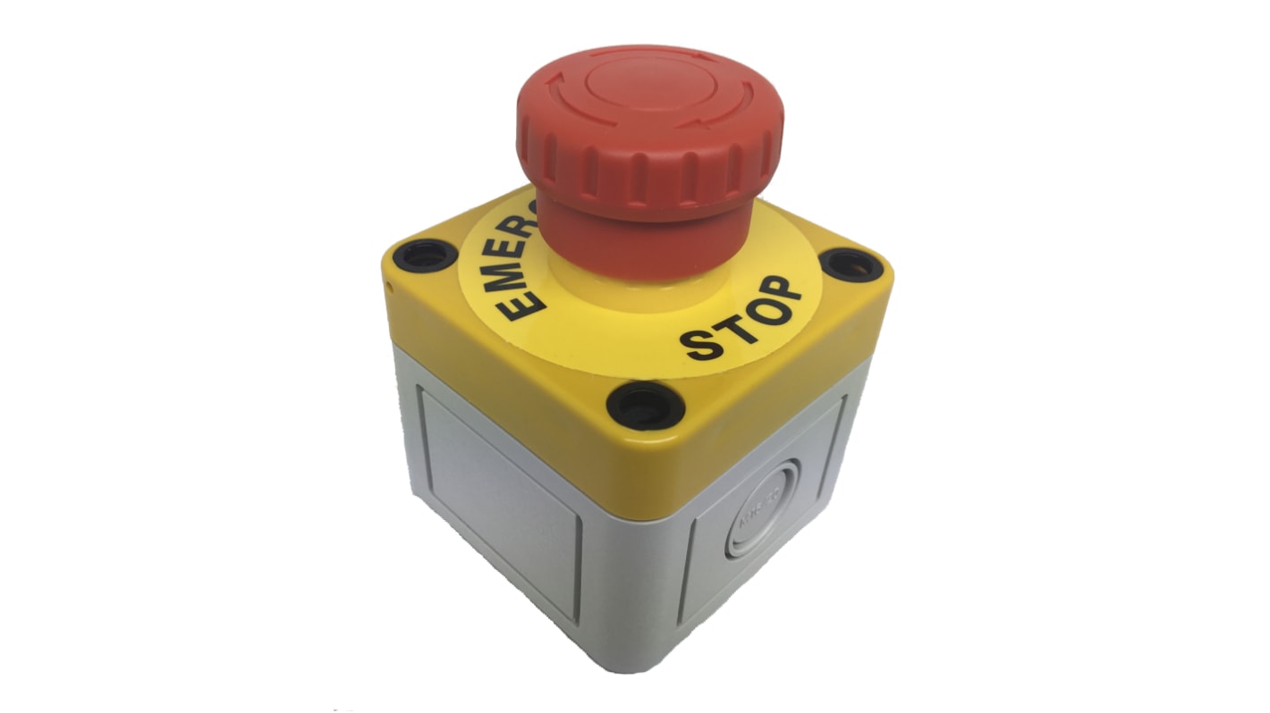 APEM Φ22mm急停按钮, 面板安装, 2 常闭触点, 30 V dc, 240V 交流, IP20、 IP65, 扭曲释放, 红色