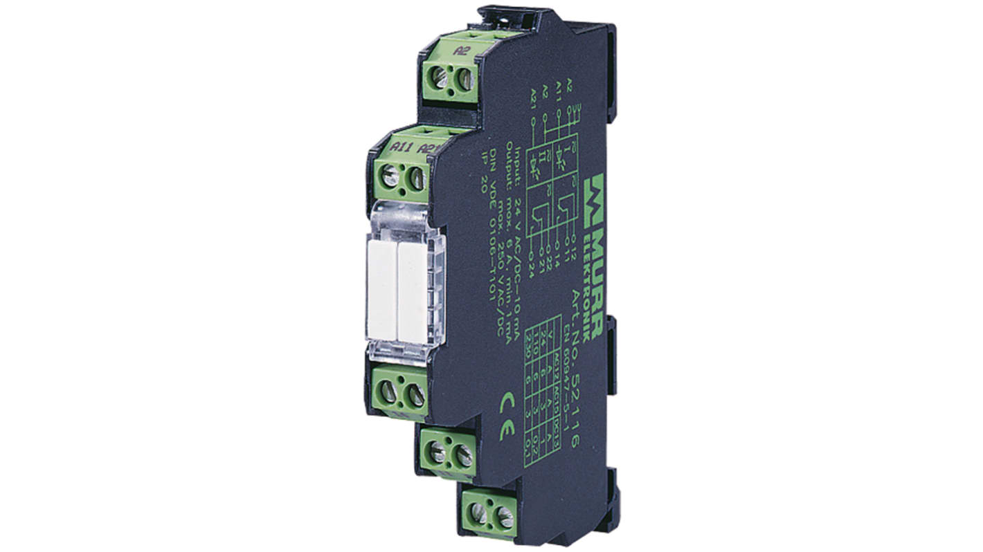 Murrelektronik Limited Interface Relay, DIN Rail Mount, 24V dc Coil, DPDT, 2-Pole, 6A Load