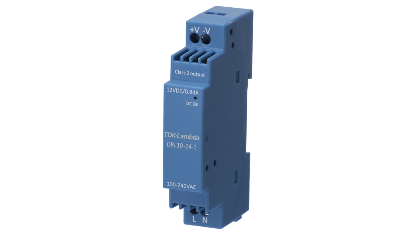 TDK-Lambda DRL-10 Switched Mode DIN Rail Power Supply, 85 → 264V ac ac Input, 24V dc dc Output, 420mA Output, 10W