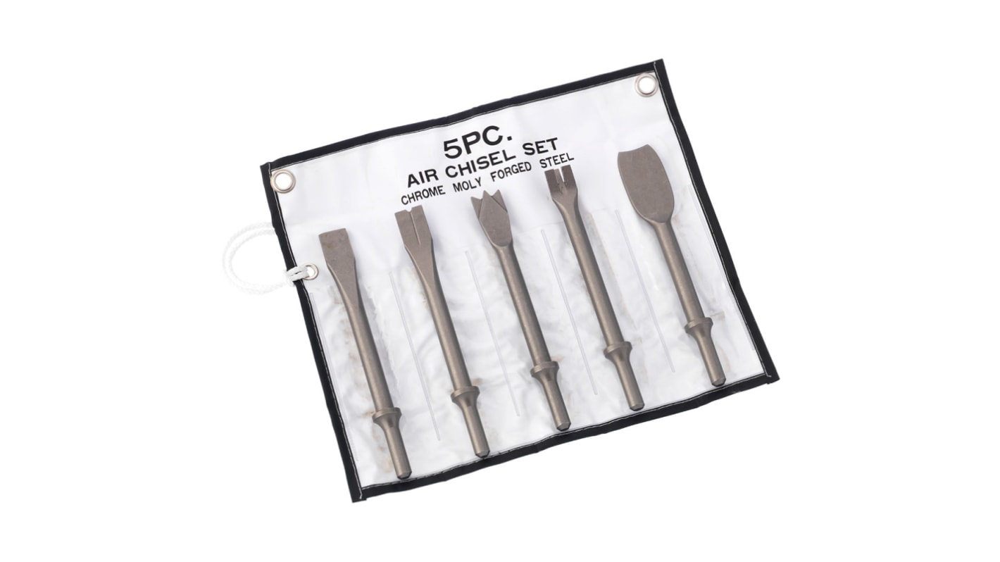 RS PRO 5 Piece Chrome Molybdenum Steel Parker Taper Chisel Set