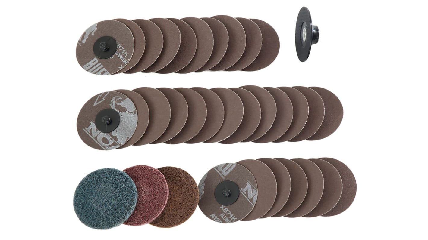 RS PRO Sandpaper Sanding Disc, 75mm x 1mm Thick, Extra Coarse, Fine Grade, P60/P80/P120 Grit, APA104, 34 in pack