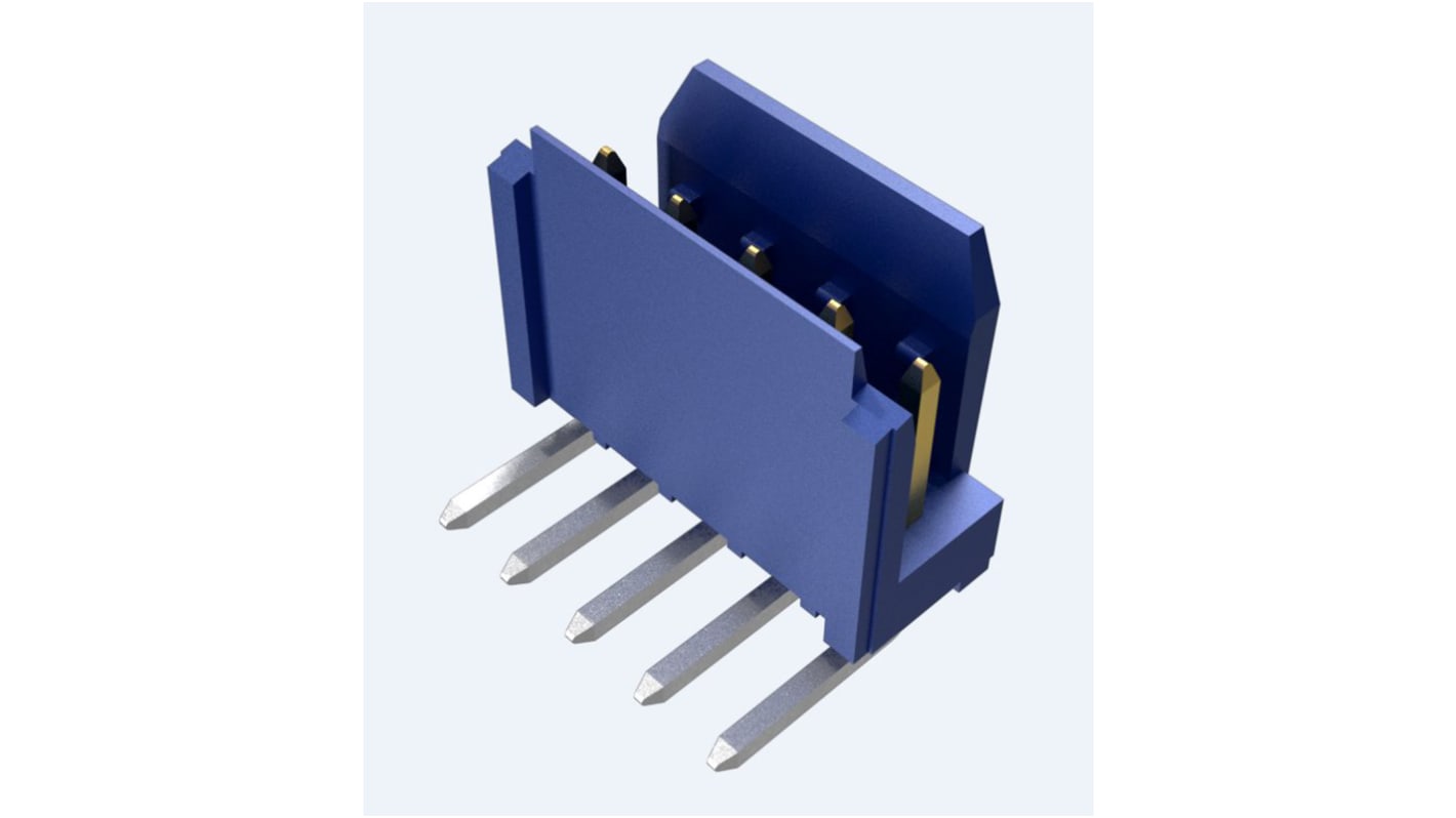 Amphenol ICC Dubox Series Right Angle Through Hole PCB Header, 5 Contact(s), 2.54mm Pitch, 1 Row(s), Shrouded