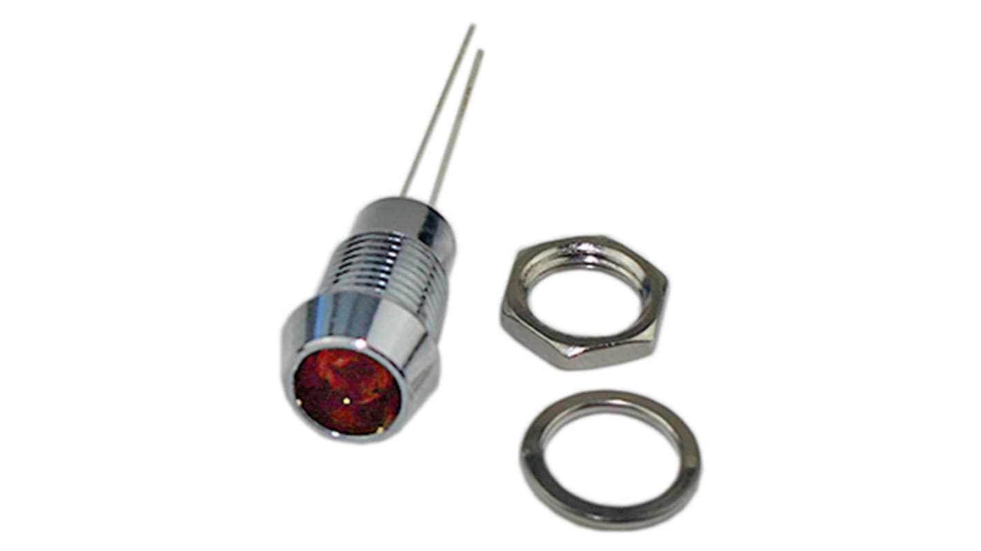 VCC Red Panel Mount Indicator, 8mm Mounting Hole Size