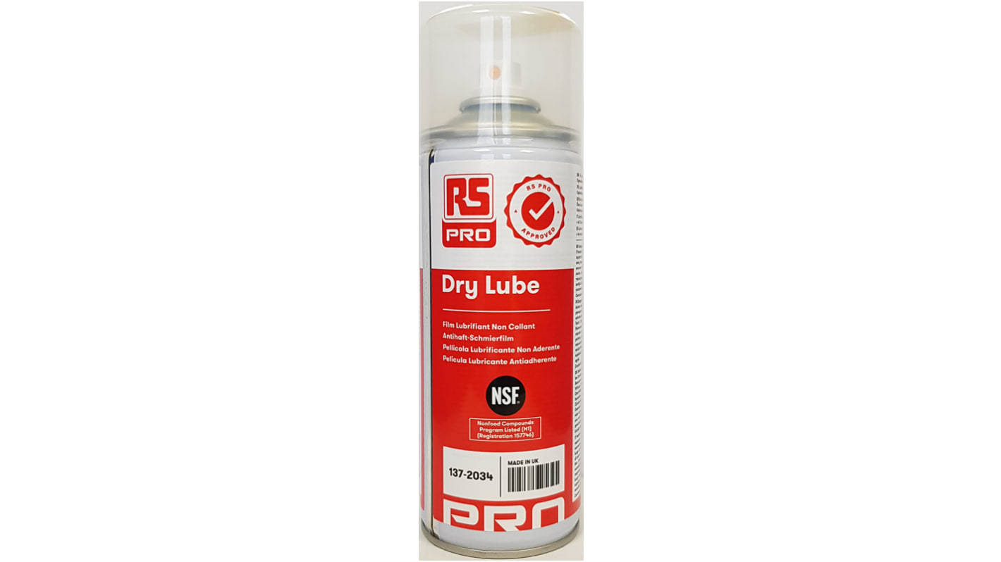RS PRO Trockenschmiermittel Aerosol PTFE lebensmitteltauglich, Spray 400 ml