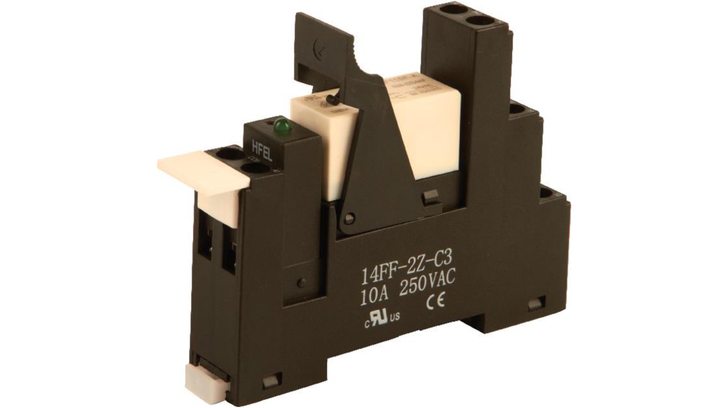 Hongfa Europe GMBH 2RM Interface Relais / 250V ac 230V ac, 2-poliger Wechsler DIN-Schienen 230V ac