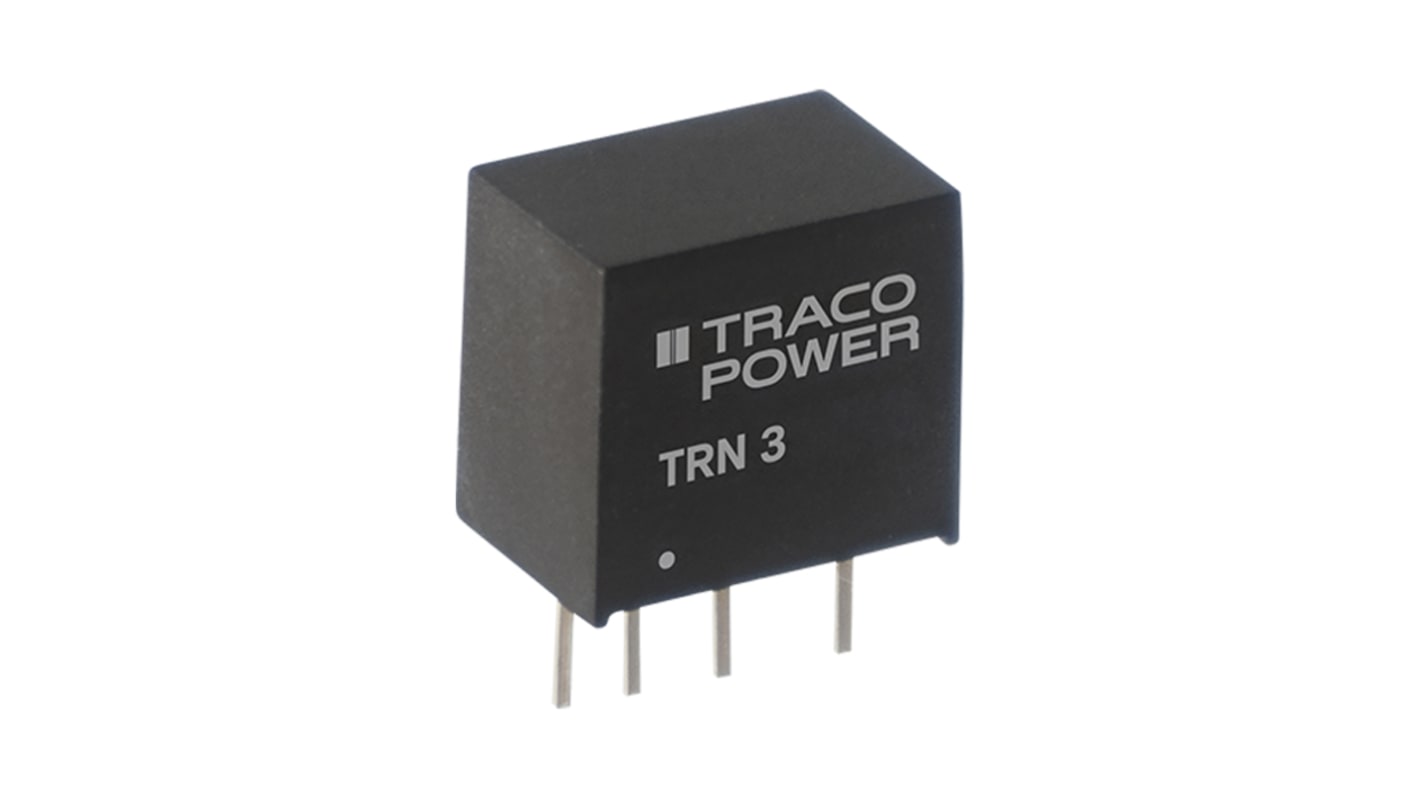 TRACOPOWER TRN 3 DC-DC Converter, ±12V dc/ ±125mA Output, 4.5 → 13.2 V dc Input, 3W, Through Hole, +85°C Max