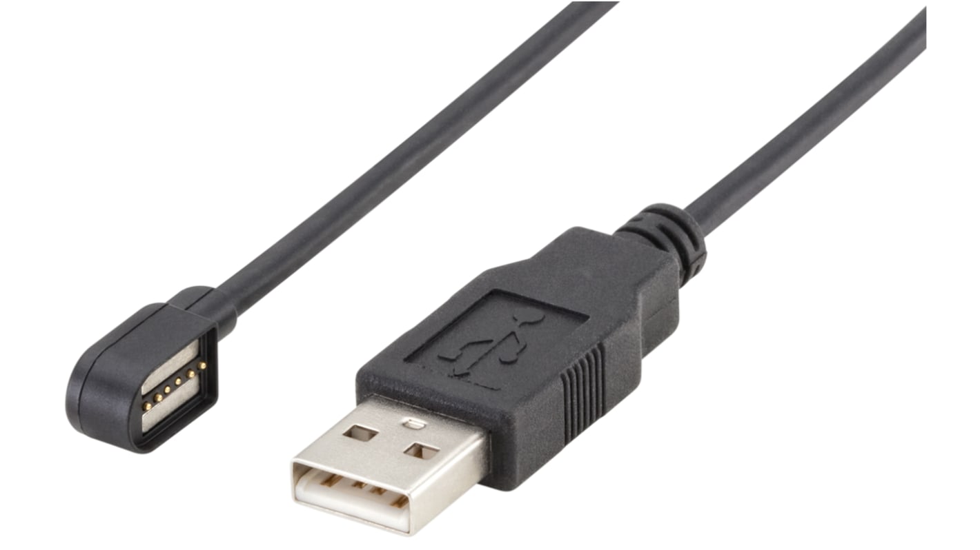 Cavo USB Rosenberger USB A/Magnetico rettangolare, L. 1.5m, col. Nero
