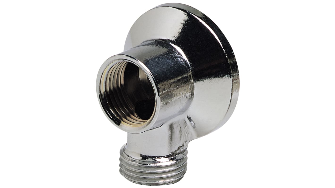 Sferaco Brass Pipe Fitting, Elbow Threaded Wall Tap Connection without Nut, Female 1/2in to Male 1/2in