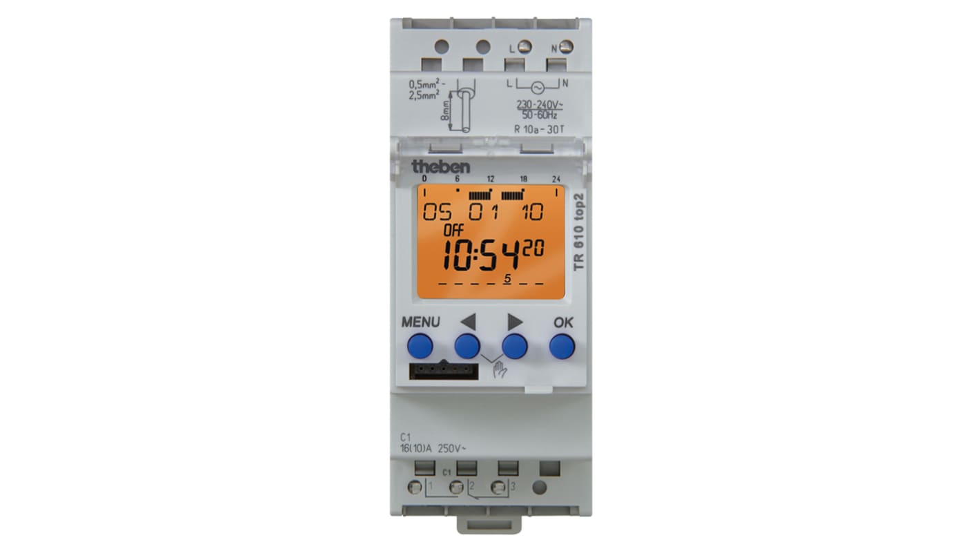 Theben Digital DIN Rail Time Switch 12 → 24 V, 1-Channel