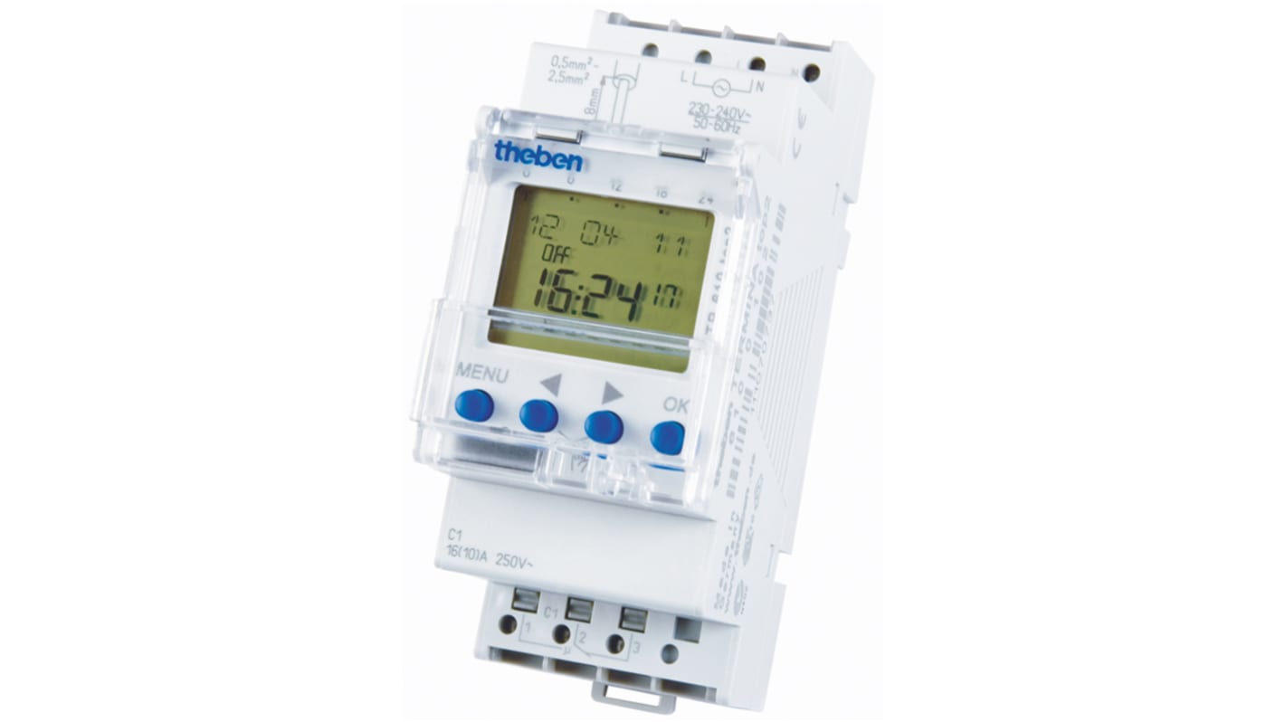 Theben Digital DIN Rail Time Switch 120 V ac, 1-Channel