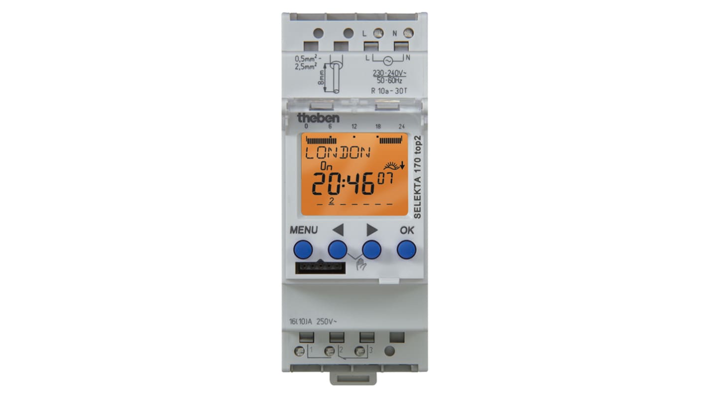 Theben Digital DIN Rail Time Switch 12 → 24 V, 1-Channel