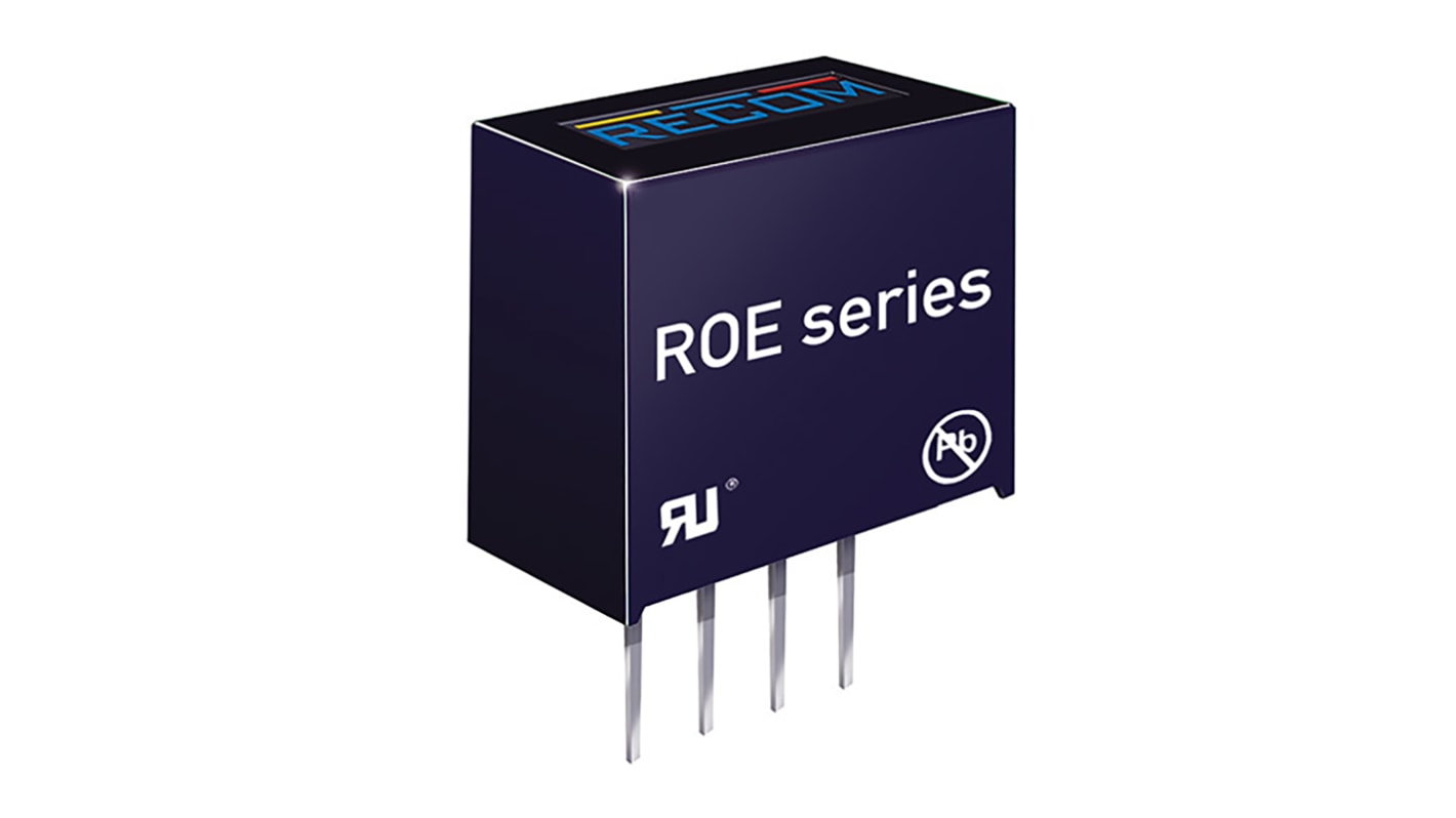 Recom ROE DC-DC Converter, 5V dc/ 200mA Output, 10.8 → 13.2 V dc Input, 1W, Through Hole, +85°C Max Temp -40°C