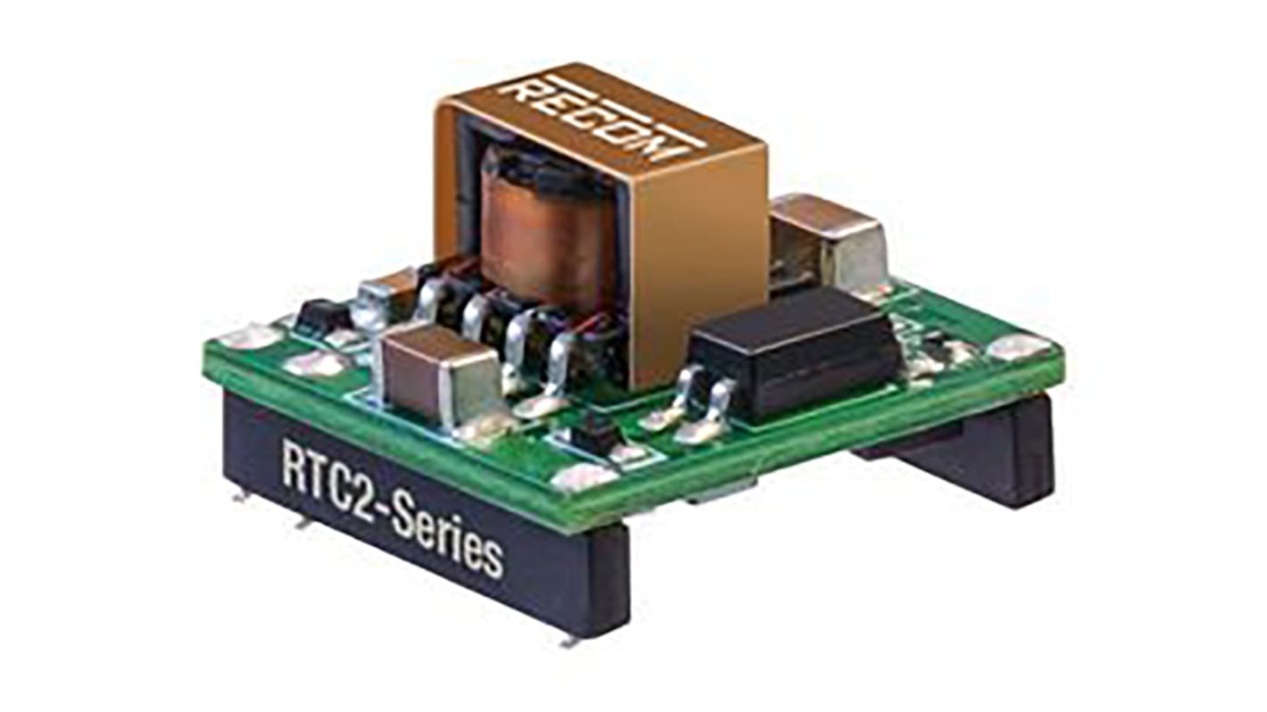 Recom RTC2 DC-DC Converter, 5V dc/ 400mA Output, 18 → 36 V dc Input, 2W, PCB Mount, +100°C Max Temp -40°C Min