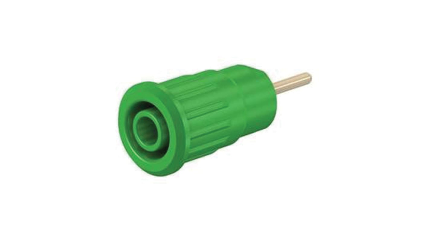 Staubli Green Female Banana Socket, 4 mm Connector, Press Fit Termination, 24A, 1000V, Gold Plating