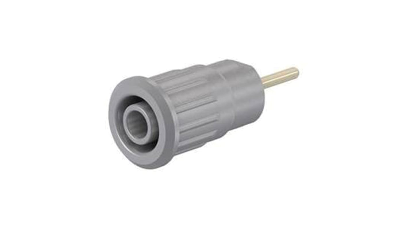 Staubli Grey Female Banana Socket, 4 mm Connector, Press Fit Termination, 24A, 1000V, Gold Plating