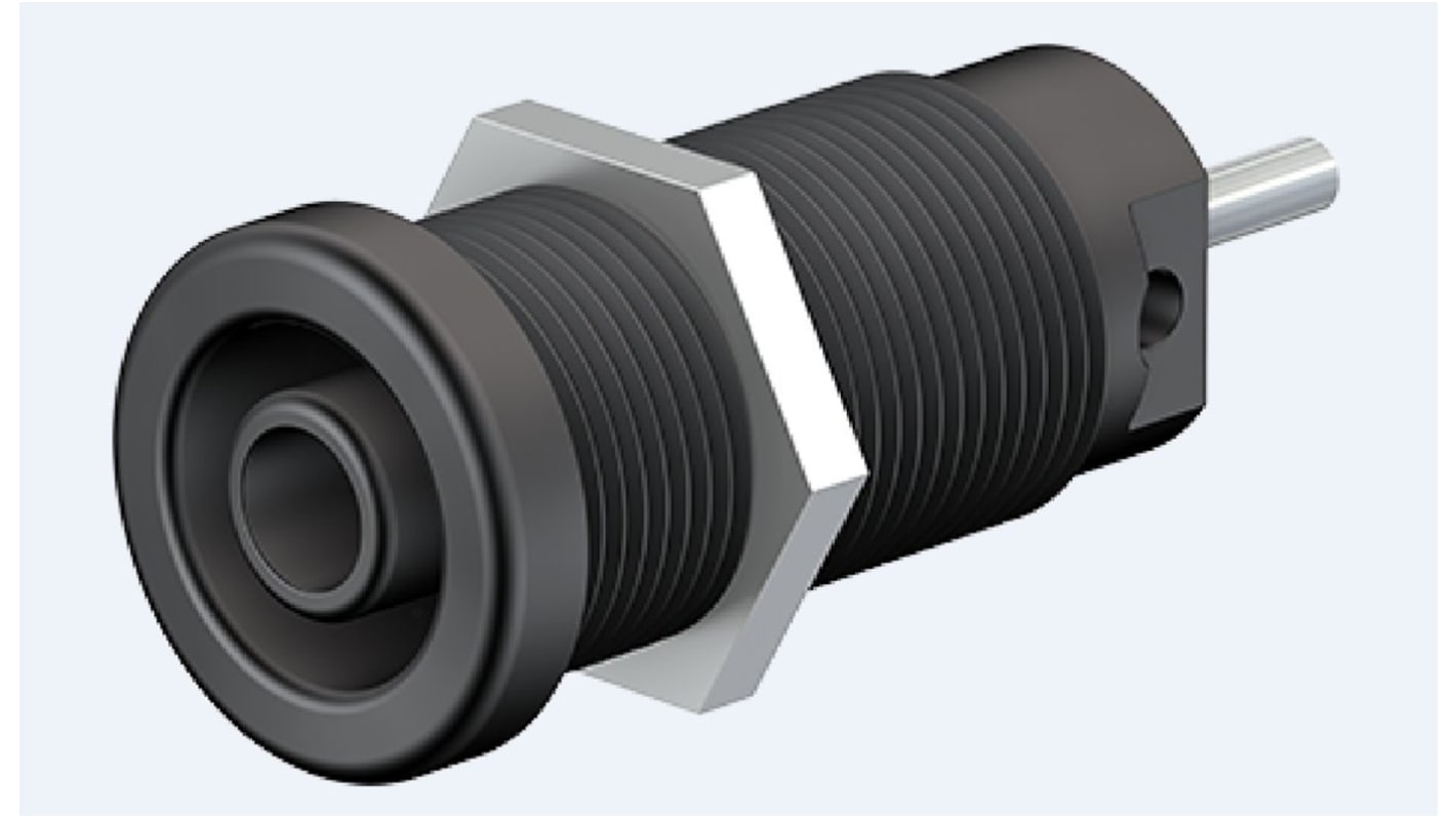 Staubli Black Female Banana Socket, 4 mm Connector, Screw Termination, 24A, 1000V, Nickel Plating