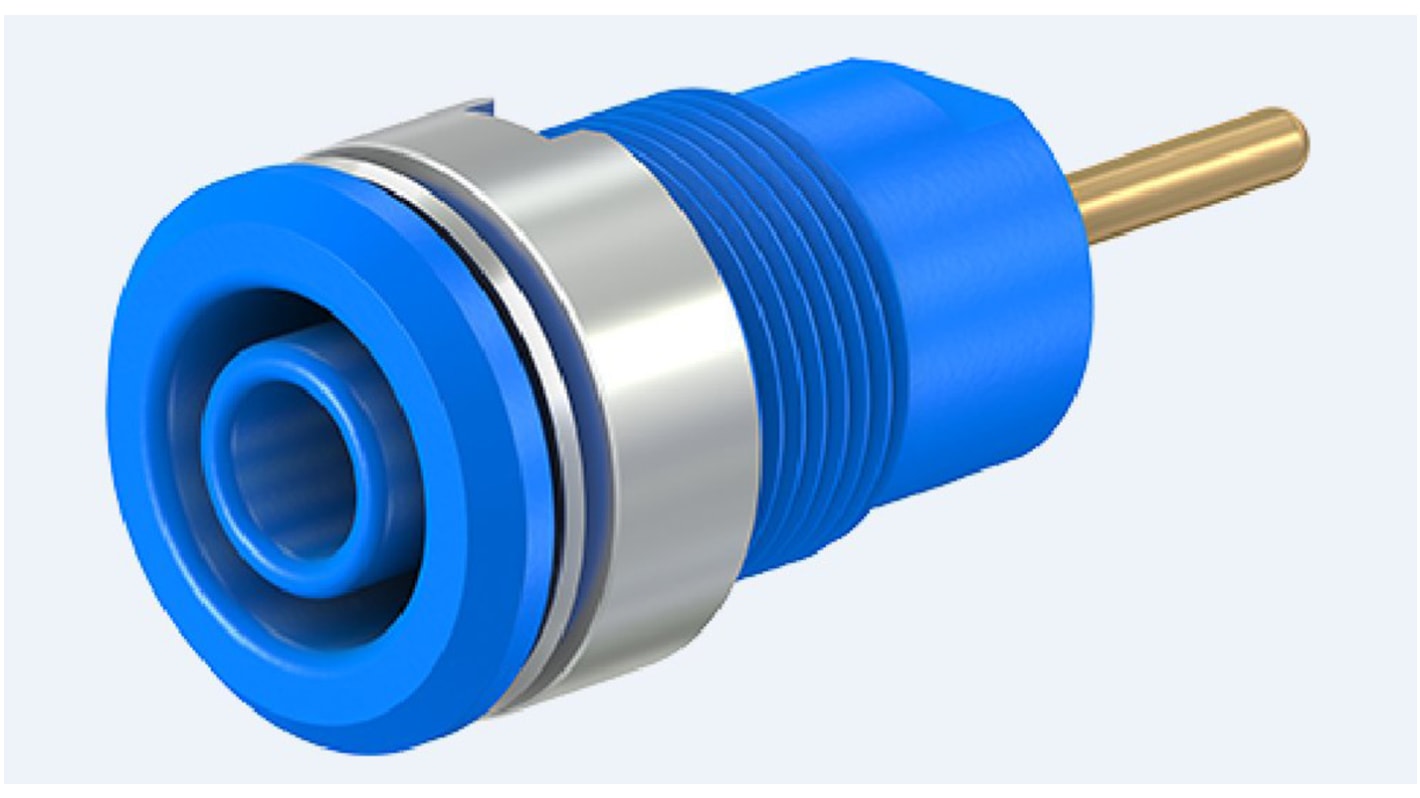 Staubli Blue Female Banana Socket, 4 mm Connector, 24A, 1000V, Gold Plating