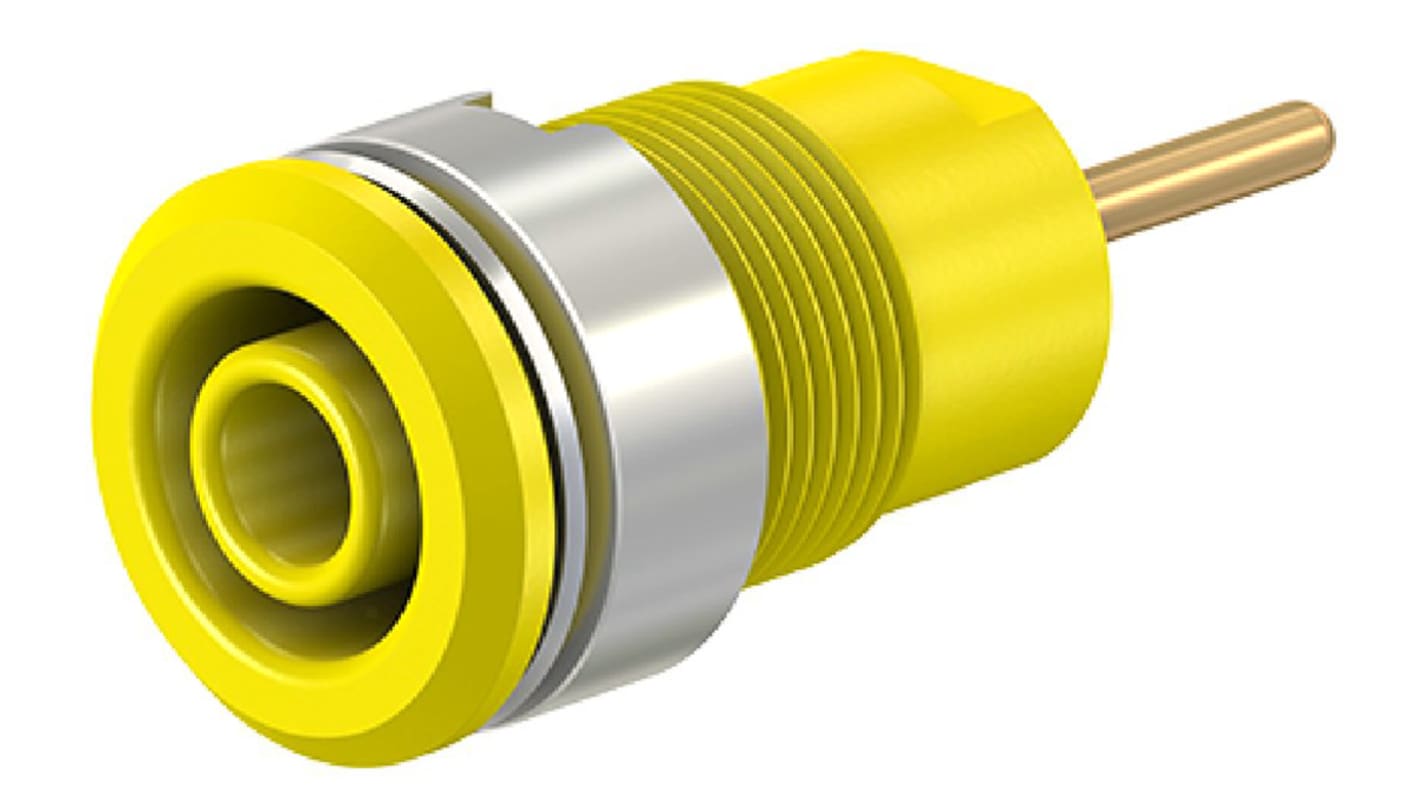 Staubli Yellow Female Banana Socket, 4 mm Connector, 24A, 1000V, Gold Plating