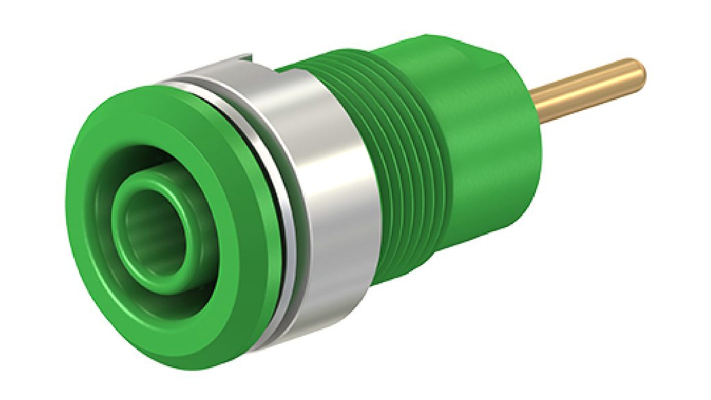 Staubli Green Female Banana Socket, 4 mm Connector, 24A, 1000V, Gold Plating