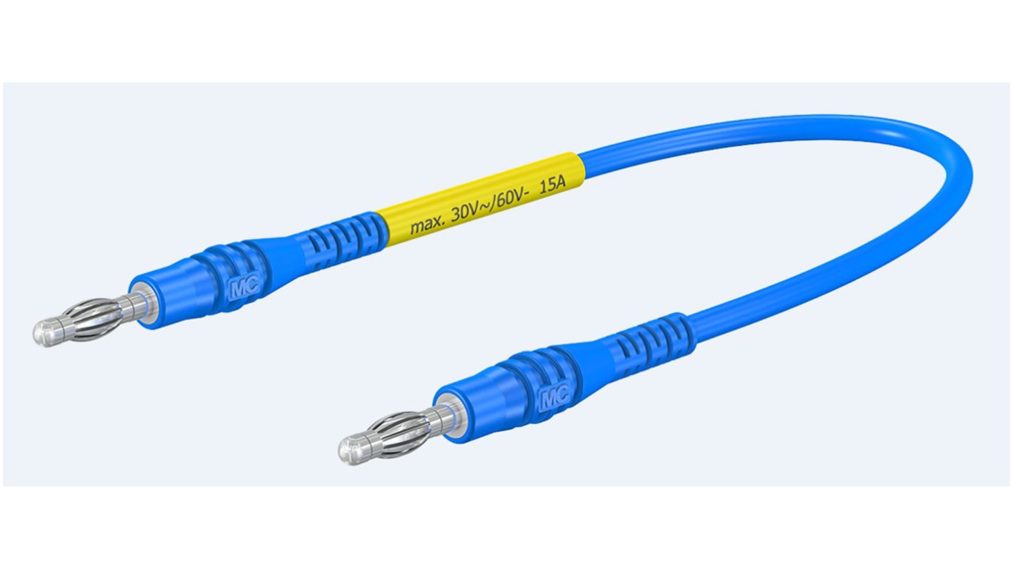 Staubli, 15A, 30 V ac, 60V dc, Blue, 1m Lead Length