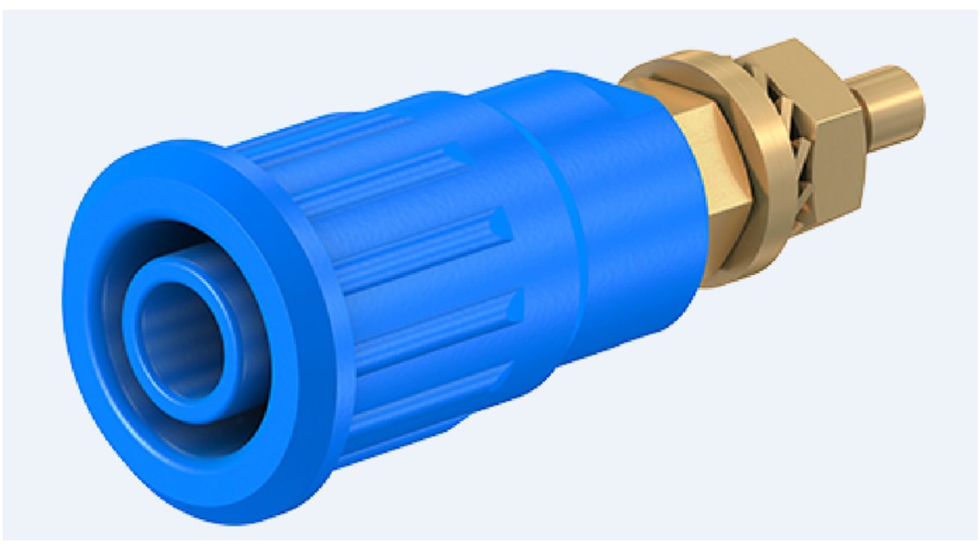 Staubli Blue Female Banana Socket, 4 mm Connector, Press Fit Termination, 24A, 1000V, Gold Plating