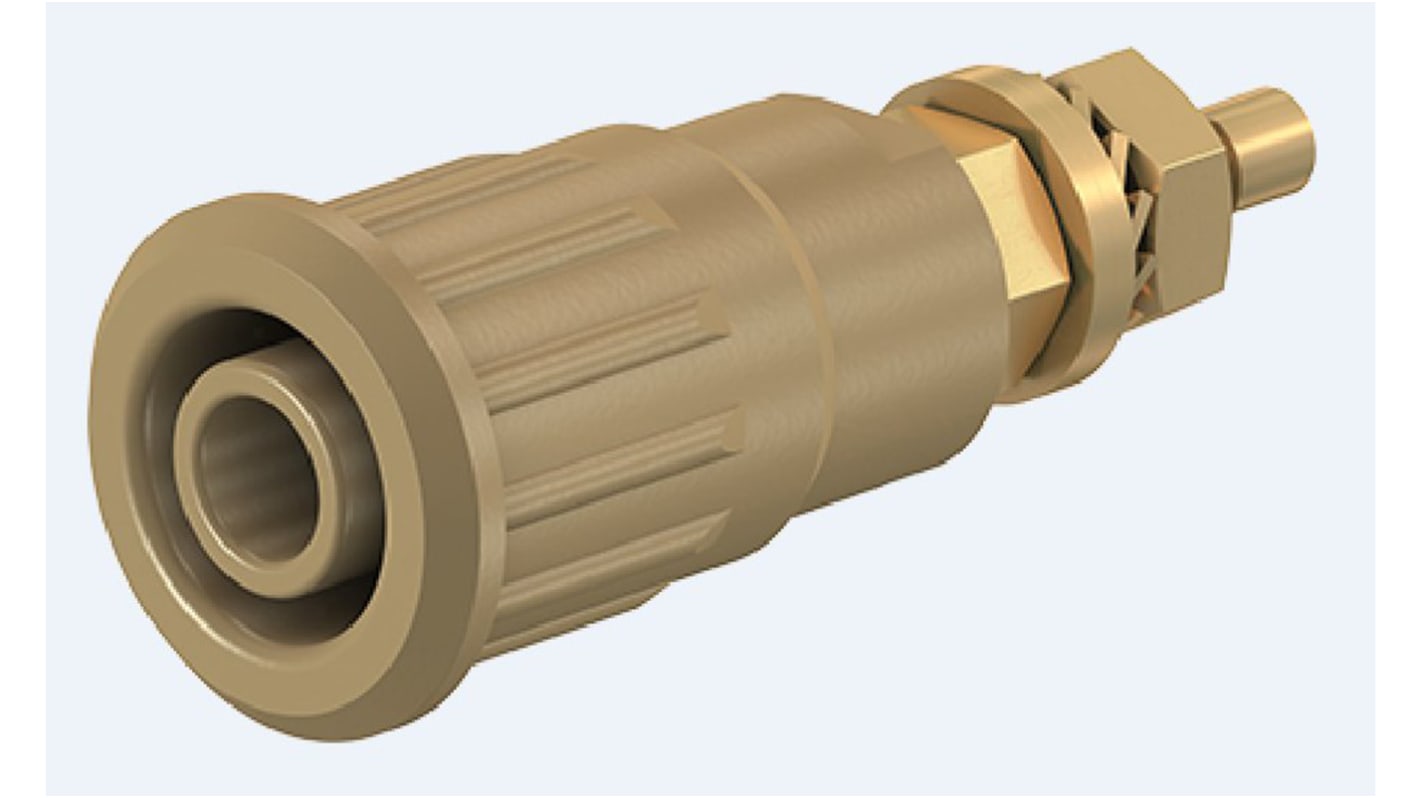 Staubli Brown Female Banana Socket, 4 mm Connector, Press Fit Termination, 24A, 1000V, Gold Plating