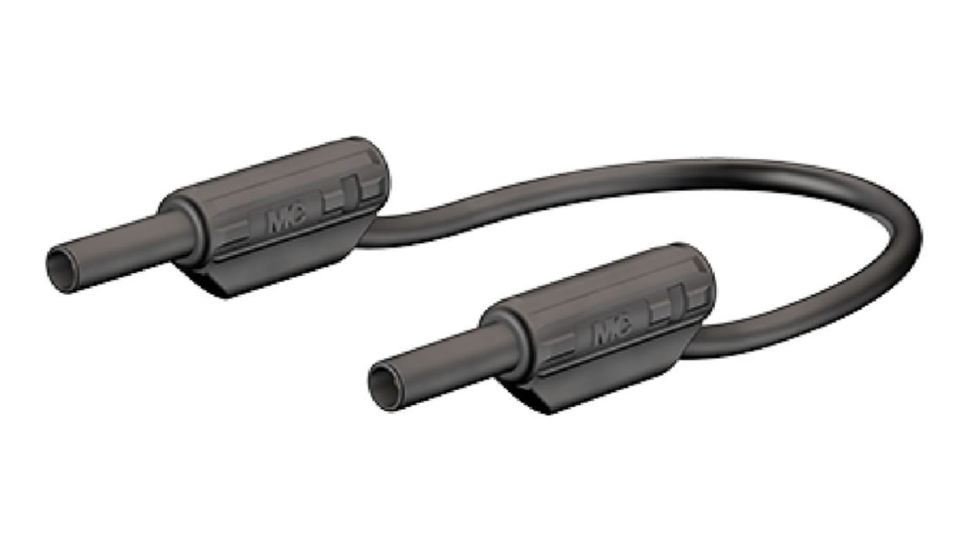 Staubli 2 mm Connector Test Lead, 10A, 600V, Black, 1m Lead Length