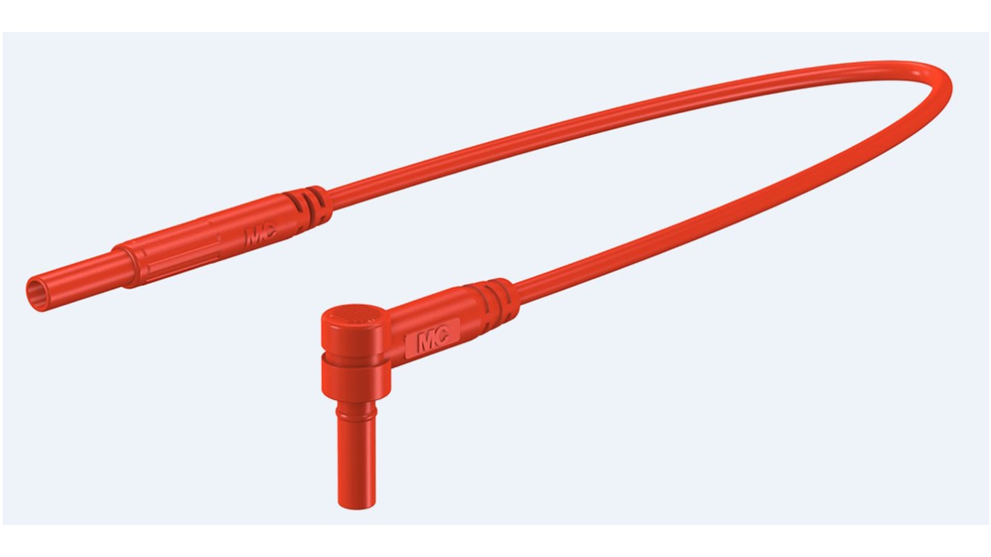 Staubli 2 mm Connector Test Lead, 10A, 600V, Red, 1m Lead Length