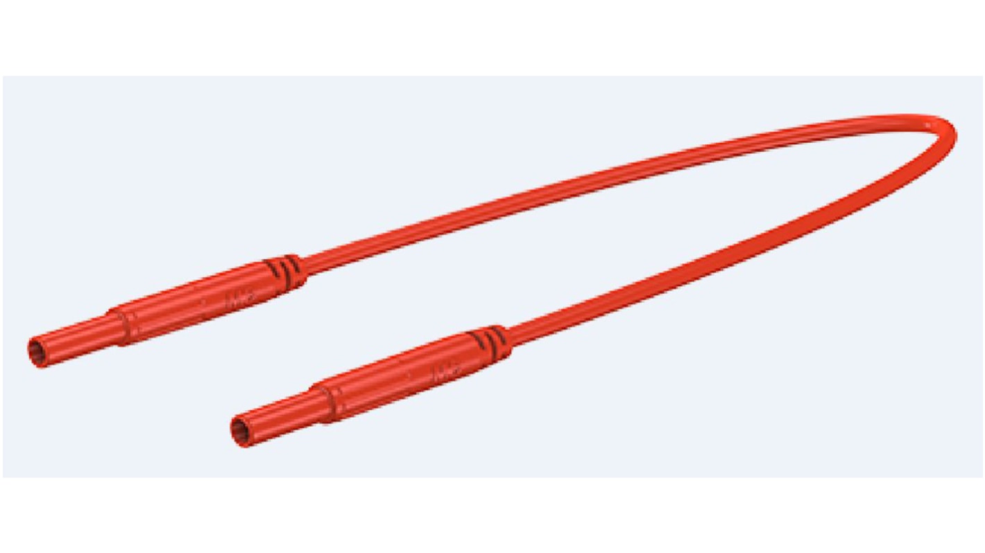Staubli 2 mm Connector Test Lead, 10A, 600V, Red, 1m Lead Length