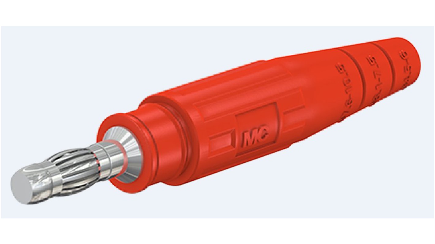 Staubli Red Male Banana Plug, Crimp Termination, 80A, 600V, Silver Plating